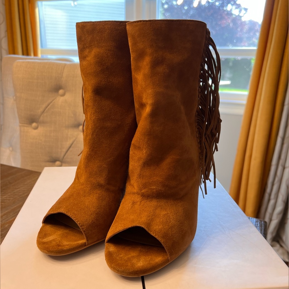 dolce vita Mazarin Dark Saddle Suede Fringe Boot